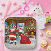 Santa delivers gifts on Christmas Day ペーパープレート (パーティー)
