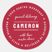 Santa Delivery Sticker | Christmas Gift Seal Label ラウンドシール (正面)