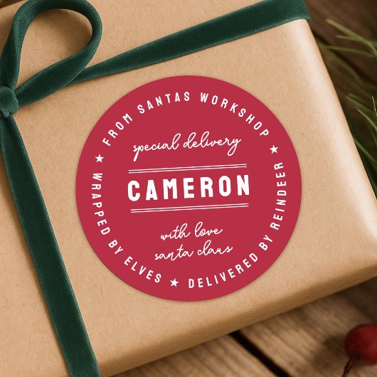 Santa Delivery Sticker | Christmas Gift Seal Label ラウンドシール