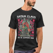 Santa Devil Gothic Occult Ugly Christmas Satan 666 Tシャツ (正面)