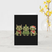 Santa Dinosaur Christmas Tree Triceratops Lover Xm カード (黄色い花)