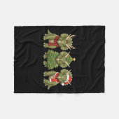 Santa Dinosaur Christmas Tree Triceratops Lover Xm フリースブランケット (正面(横))