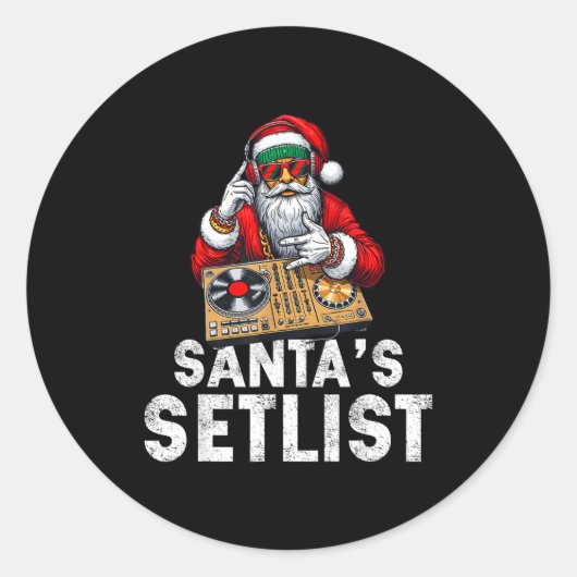 Santa Dj Musician Santa’s Setlist House Music  ラウンドシール (正面)