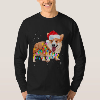 Santa Dog Xmas Christmas Tree Lights Holiday Tシャツ