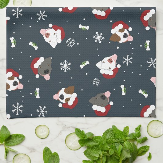 Santa Dogs キッチンタオル (折り畳み)