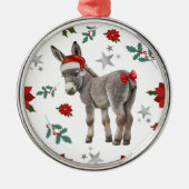 Santa Donkey Christmas Ornament Keepsake メタルオーナメント (正面)