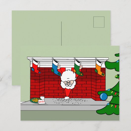 Santa Down the Chimney ポストカード (正面/裏面)