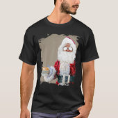 Santa Drinking Coffee Christmas Funny Tシャツ (正面)