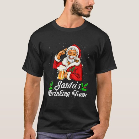Santa Drinking Teamビール飲料ビール飲料Lov Tシャツ (正面)