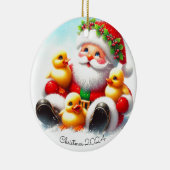 Santa Ducklings Christmas Ornament セラミックオーナメント (右)