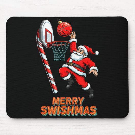 Santa Dunking Merry Swishmas Basketball Christmas  マウスパッド (正面)