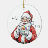 Santa eating Italian Water Ice Ceramic Ornament セラミックオーナメント (左)