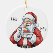 Santa eating Italian Water Ice Ceramic Ornament セラミックオーナメント (裏面)