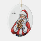 Santa eating Philly Cheesesteak Ceramic Ornament セラミックオーナメント (右)