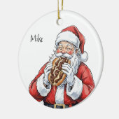 Santa eating Philly Cheesesteak Ceramic Ornament セラミックオーナメント (左)
