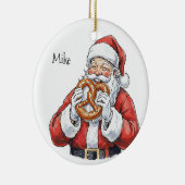 Santa eating Philly Soft Pretzel Ceramic Ornament セラミックオーナメント (右)