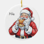 Santa eating Pork Roll Ceramic Ornament セラミックオーナメント (裏面)