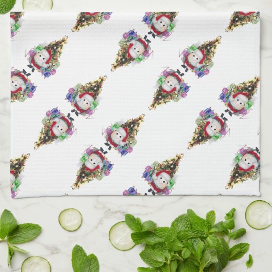 Santa Egg Christmas キッチンタオル (折り畳み)