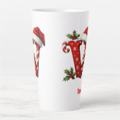 Santa elegant Monogram initial V merry Christmas  カフェラテマグ (正面)