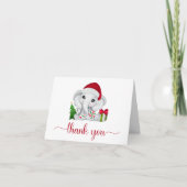 Santa Elephant Christmas Baby Boy Shower サンキューカード (正面)
