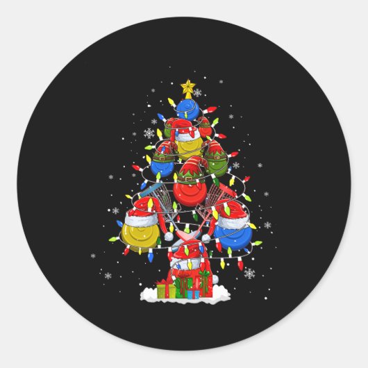 Santa Elf Disc Golf Byll Tools Xmas Tree Men Playe ラウンドシール (正面)