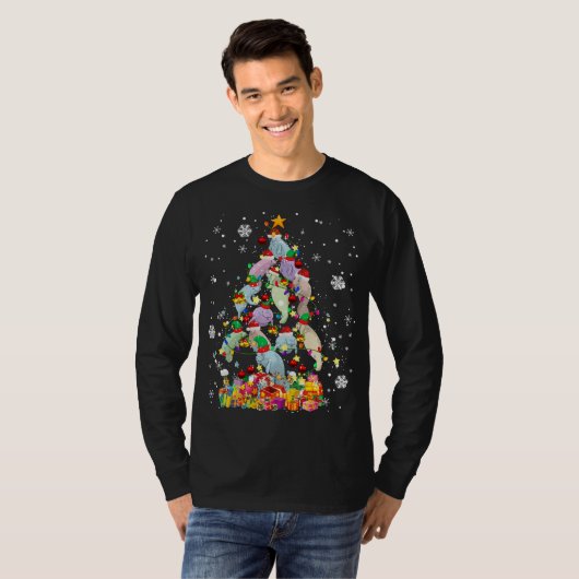 Santa ELF Manatee Christmas Tree Xmas Lights Manat Tシャツ (正面フル)