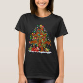 Santa Elf Reindeer Dachshund Christmas Tree Christ Tシャツ (正面)