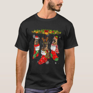 Santa Elf Reindeer German Shepherd Dog Xmas Socks  Tシャツ