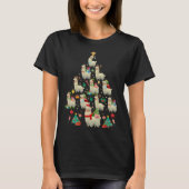 Santa ELF Reindeer Llama Xmas Tree Light Llama Tシャツ (正面)