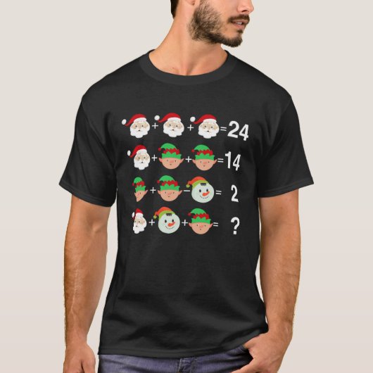 Santa Elf Snowman Equation Math Teacher Christmas Tシャツ (正面)