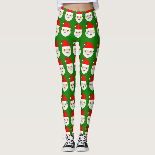 santa emoji emoticons leggings レギンス (正面)