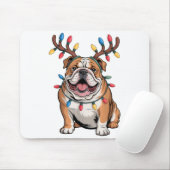 Santa English Bulldog Reindeer Light Christmas  マウスパッド (マウス)