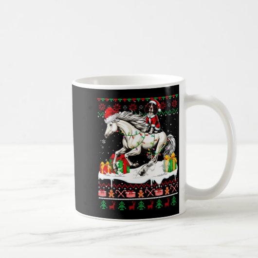 Santa English Springer Spaniel Riding Horse Xmas S コーヒーマグカップ (右)