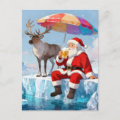 Santa Enjoys a Beer On an Iceberg ポストカード (正面)