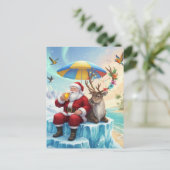 Santa Enjoys a Beer On an Iceberg Vacation ポストカード (スタンド正面)