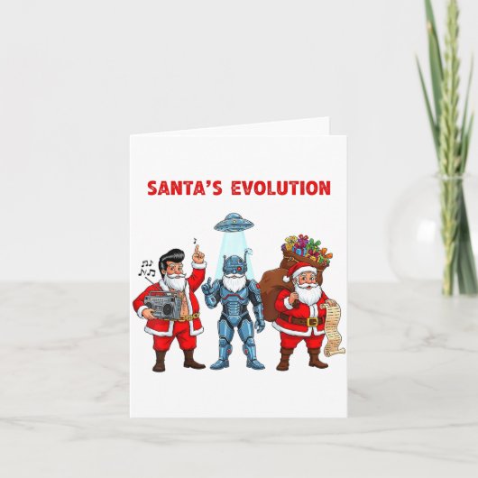 Santa Evolution Robot Clic Future Funny Christmas カード (正面)