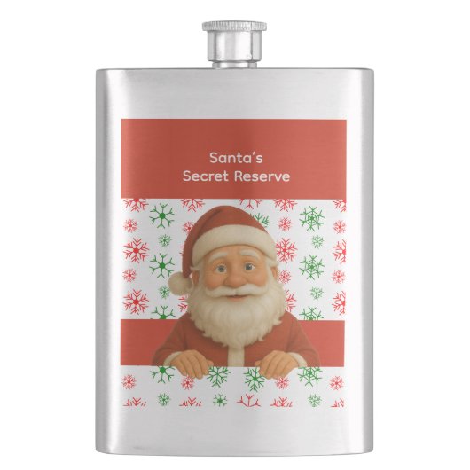 Santa Face | North Pole Spirits Christmas Vinyl Wr フラスク (正面)