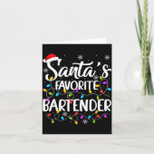 Santa Favorite Bartender Christmas Lights Funny Xm カード (正面)