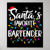 Santa Favorite Bartender Christmas Lights Funny Xm ポスター (正面)