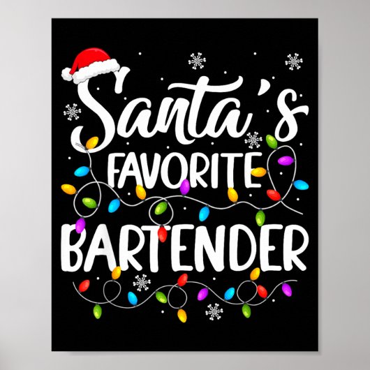 Santa Favorite Bartender Christmas Lights Funny Xm ポスター (正面)