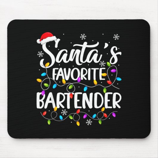 Santa Favorite Bartender Christmas Lights Funny Xm マウスパッド (正面)