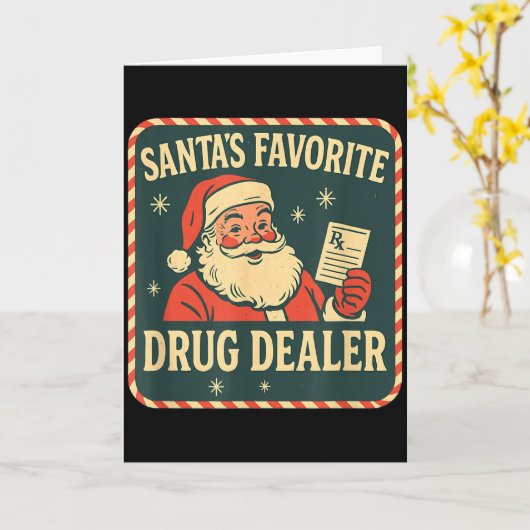 Santa Favorite Drug Er Christmas Pharmacy Tech Nur カード (黄色い花)