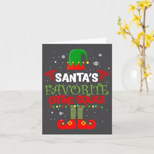 Santa Favorite Ortho Squad Elf Orthodontist Christ カード (黄色い花)