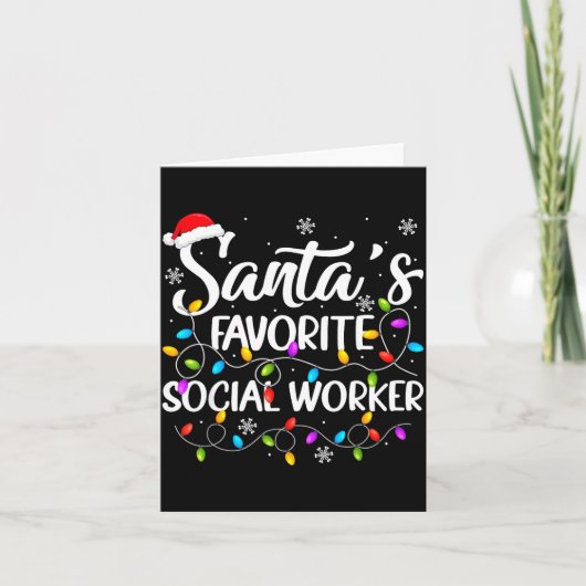 Santa Favorite Social Worker Christmas Lights Fami カード (正面)