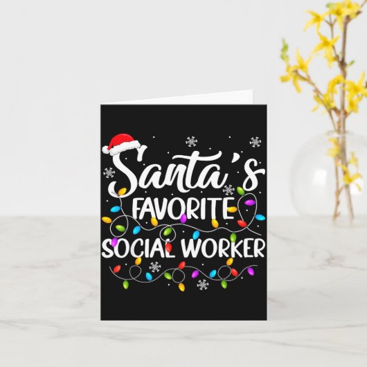 Santa Favorite Social Worker Christmas Lights Fami カード (黄色い花)