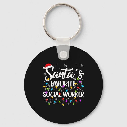 Santa Favorite Social Worker Christmas Lights Fami キーホルダー (正面)