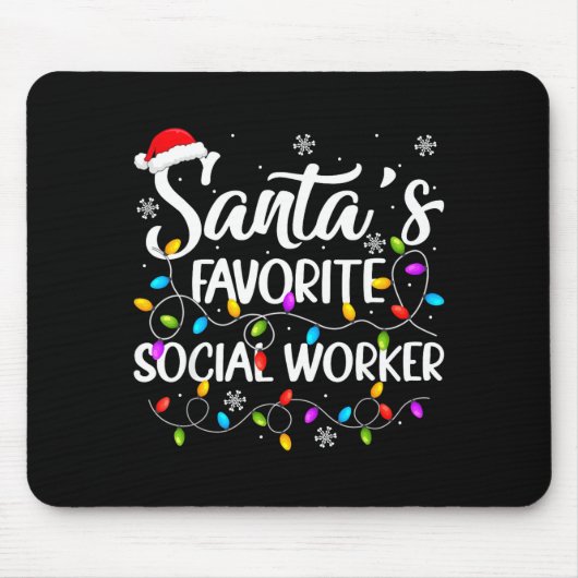 Santa Favorite Social Worker Christmas Lights Fami マウスパッド (正面)