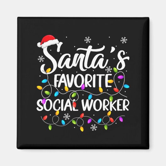 Santa Favorite Social Worker Christmas Lights Fami マグネット (正面)