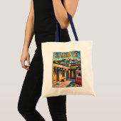 Santa Fe Adobe Homes Van Gogh Starry Night Style トートバッグ (正面(商品))