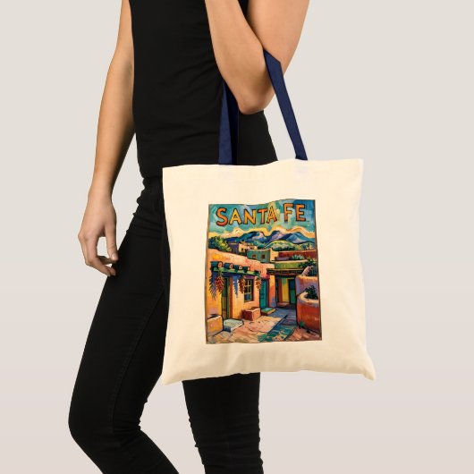 Santa Fe Adobe Homes Van Gogh Starry Night Style トートバッグ (正面(商品))